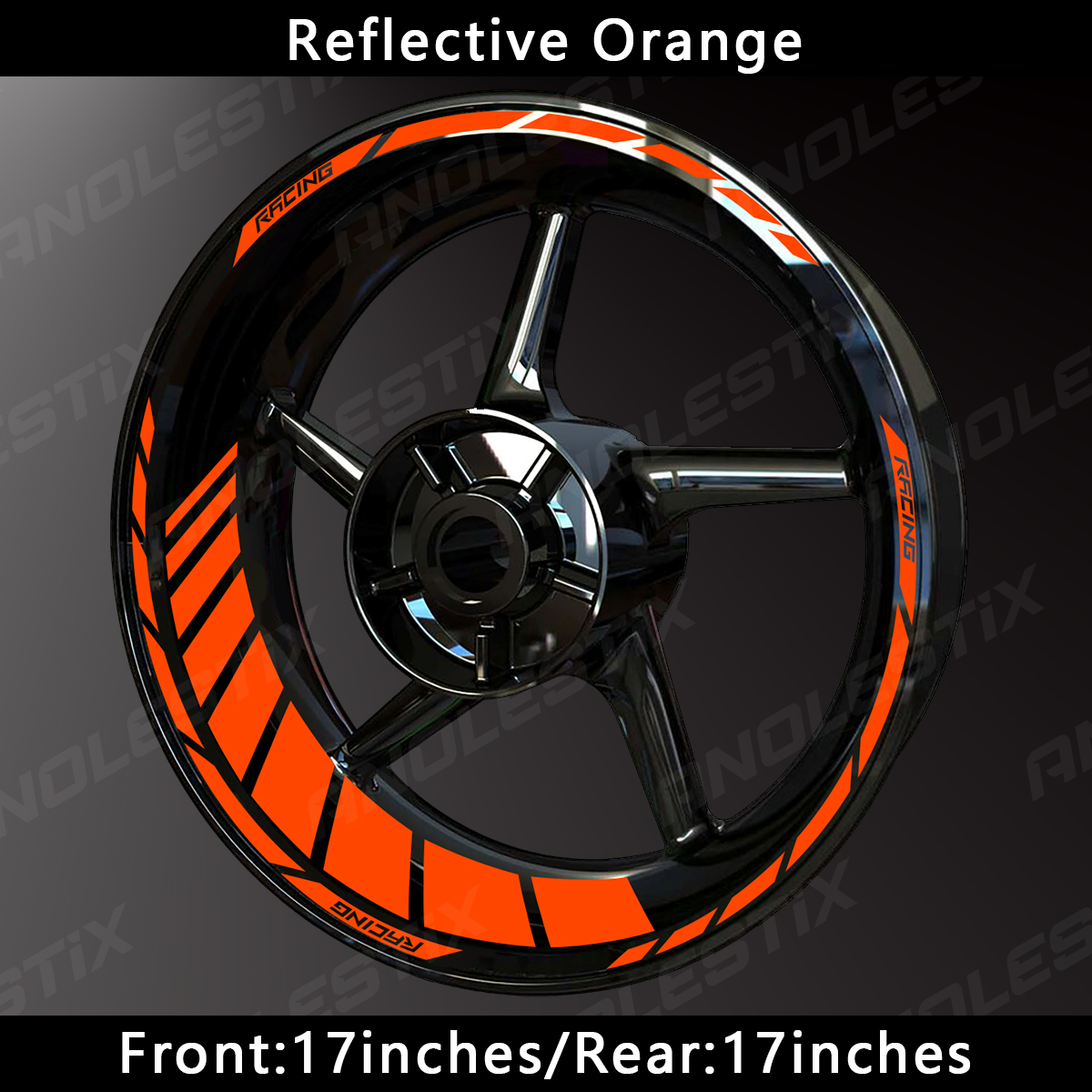 AnoleStix Custom Reflective Motorcycle Wheel Stickers Hub Decal Rim Stripe 17 Inchs For YAMAHA Honda Kawasaki Suzuki BMW KTM Triumph