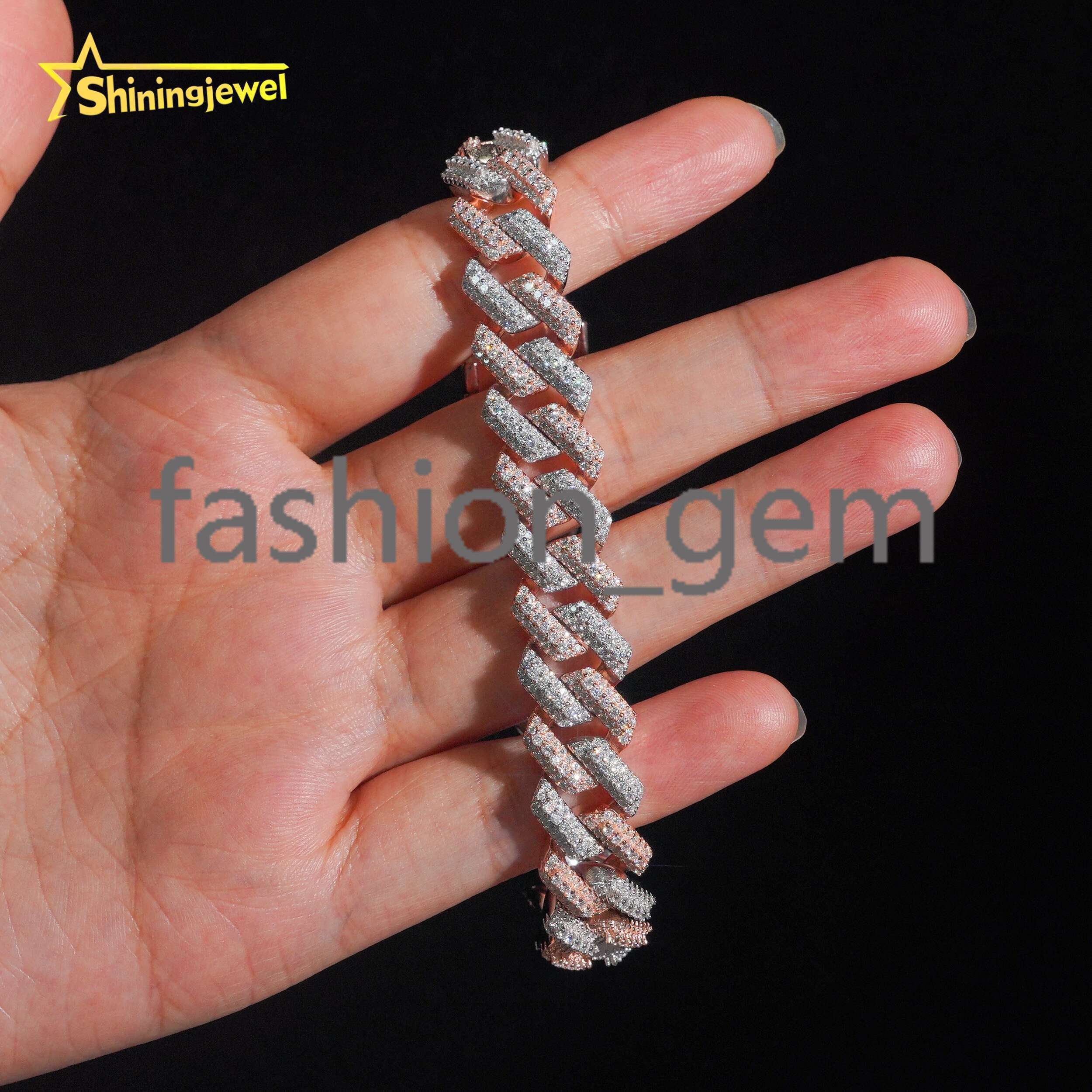 Two Tones13mm GRA Moissanite His Hers Matching Cuban Bracelets Couple Moissanite Jewelry Engraved Gift for Him Her