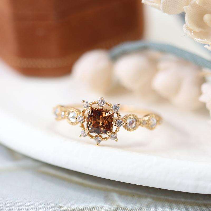 Christmas Limited Edition Small Sugar Cube for Women Zircon Gold-Plated Akado Same Style Coffee New Open Ring
