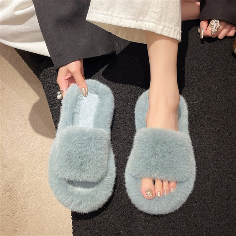new free shipping designer slippers for woman Indoor outdoor sliders keep warm Thick woolen classic Plush sandals pink blue black white