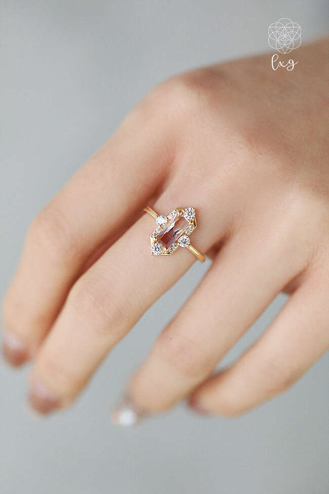 Vatican Rose" LXG Design Natural Ametrine Topaz Ring with Starburst Cross