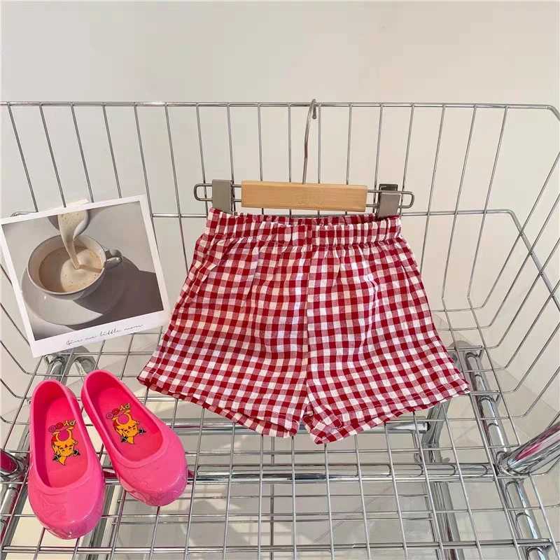 2024 New Summer Clothing Plaid Shorts Boutique Fashion Childrens Wear Pants Short Thin Casual Baby Boys Girls Leisure ShortsC250617