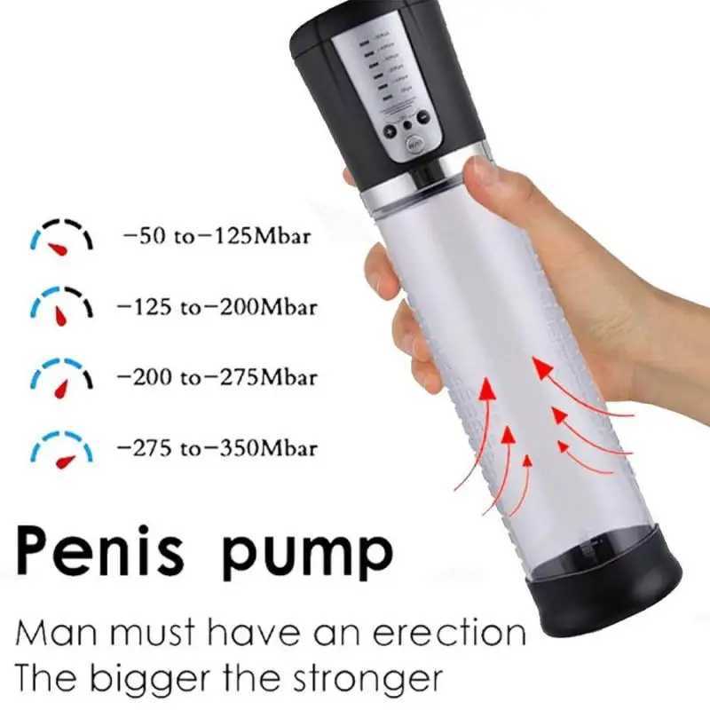 Electric Penis Pump Male Masturbator Vacuum Pump Extender Enlarger Dick Pump Cock Ring Adult Delayed Ejaculation Training 18+ W250618