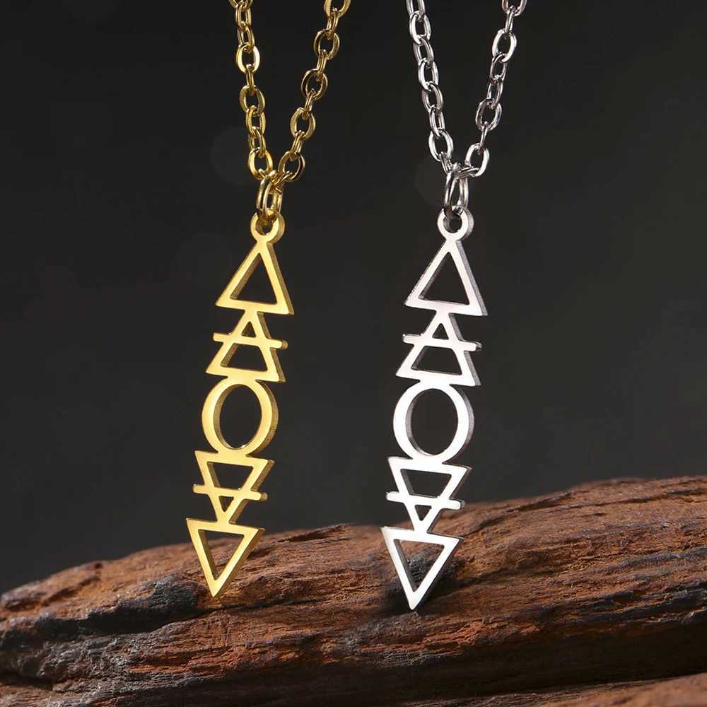 Dawapara Four Elements Necklace Earth Air Fire Water Alchemical Symbols Protection Amulet Stainless Steel Jewelry W250618