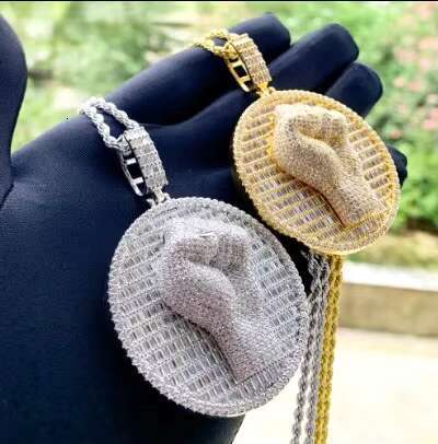 Luxury Streetwear Style for Him: Glittering 3D 'Power Fist' Design Engrailed Pendant