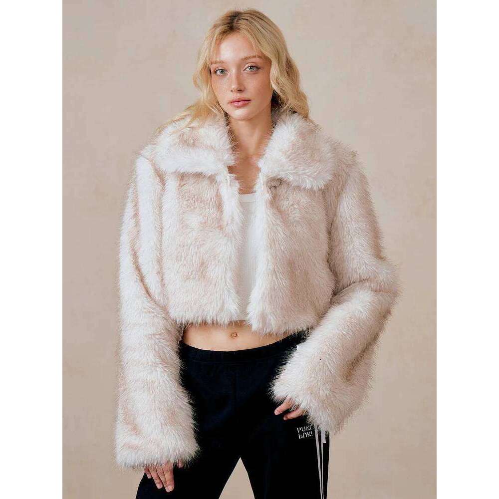 ZADORIN Preppy Style Fluffy Cropped Turn Down Collar Faux Coat Y2K Girls Fur Jacket Winter Clothes Women 2024