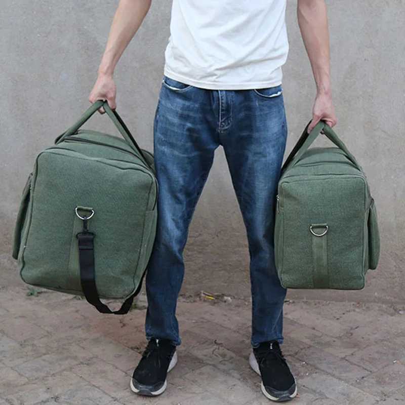 Large Canvas Travel Duffel Bag Waterproof Mens Shoulder Luggage Storage Bags Outdoor Training Fitness Sports Handbag XA927D W250618