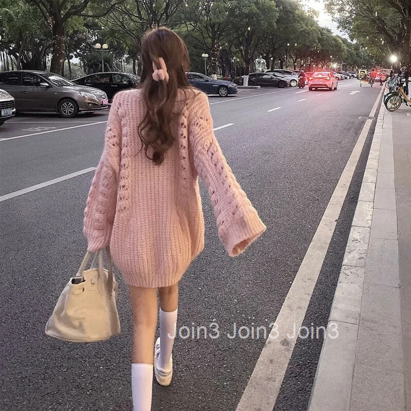 Knitted Top for Women Long See-through Ladies Sweaters Pullover Mesh Korean Luxury Autumn Winter 2025 Sleeve Cold Jersey Modern