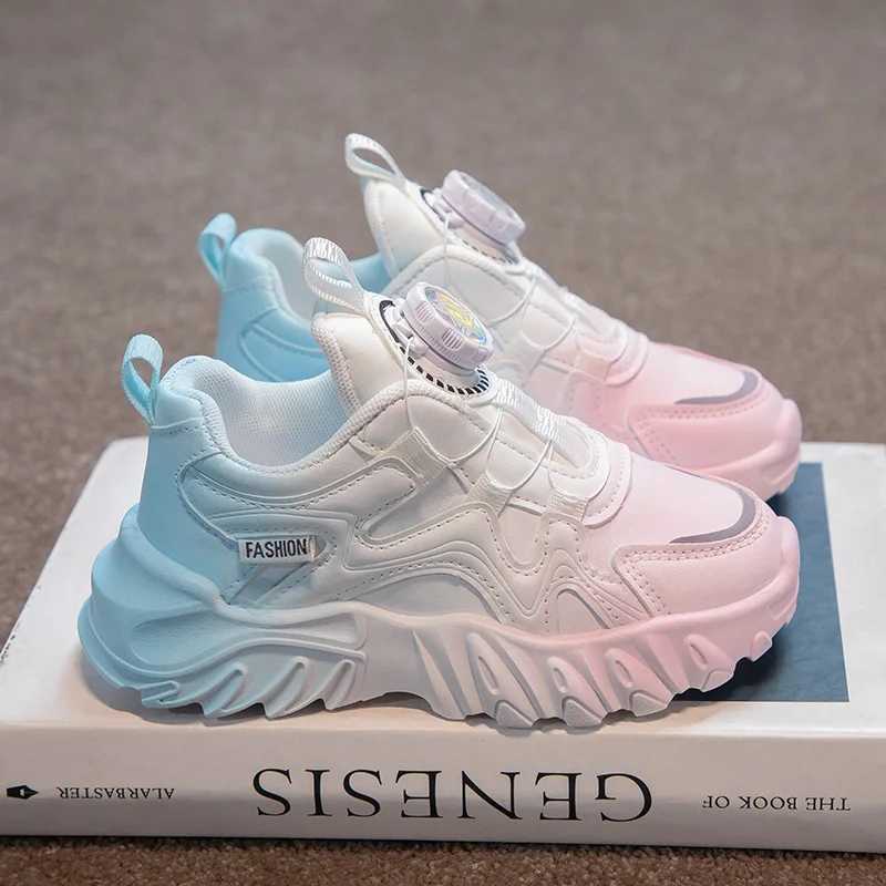Children Shoes Girls Sneakers Fashion Gradient Leather Kids Sports Tennis Shoes for Girl White School Platform Sneaker Boy Shoes Z250618