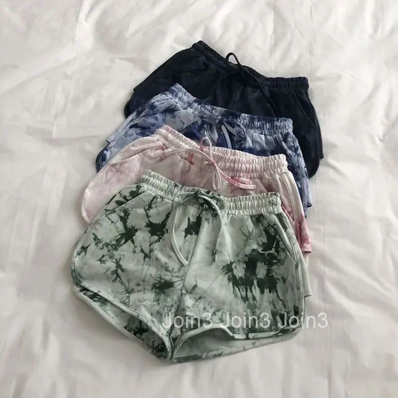 Fitness Sports Running Home Tie Dye Sport Shorts for Women Gym Woman Short Pants Wide Cheap Wholesale To Wear Casual Flowy Hot