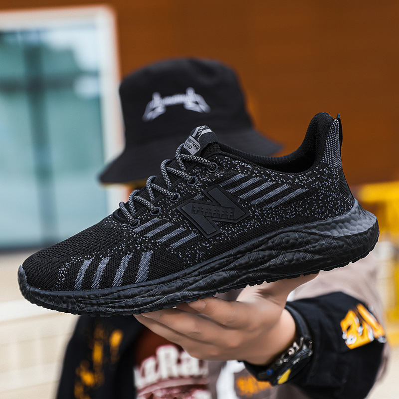 Fashionable men's shoes new mesh versatile couple running shoes lightweight soft soled unisex casual shoes white black