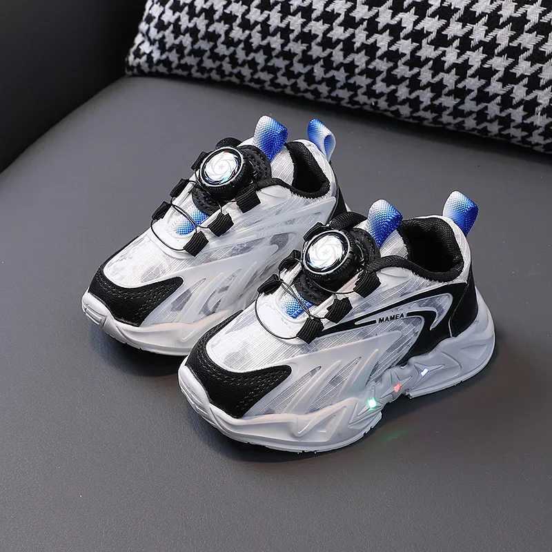 New Child Sneakers Spring Autumn Versatile Child Shoes Breathable Non Slip Soft Soled Girl Shoes Light Up Casual Basketball Shoe Z250618