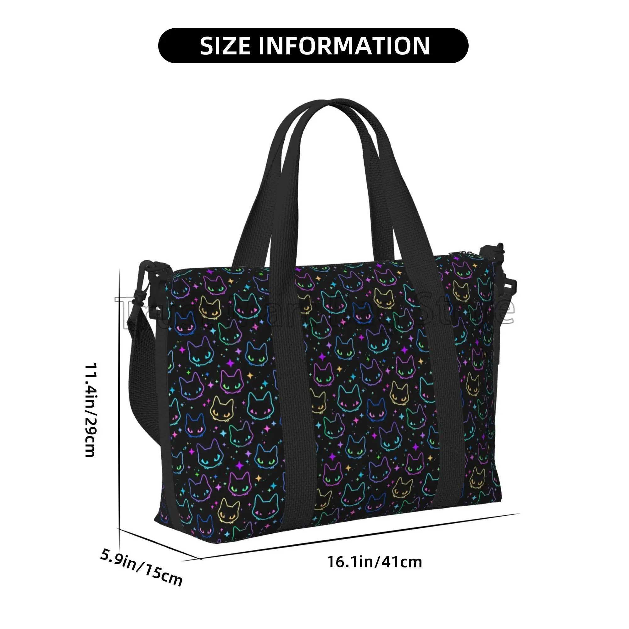 Cute Gradient Cat Travel Duffle Bag Large Weekender Overnight Bags for Women Men Teens Waterproof Carry on Shoulder Tote Bags W250618