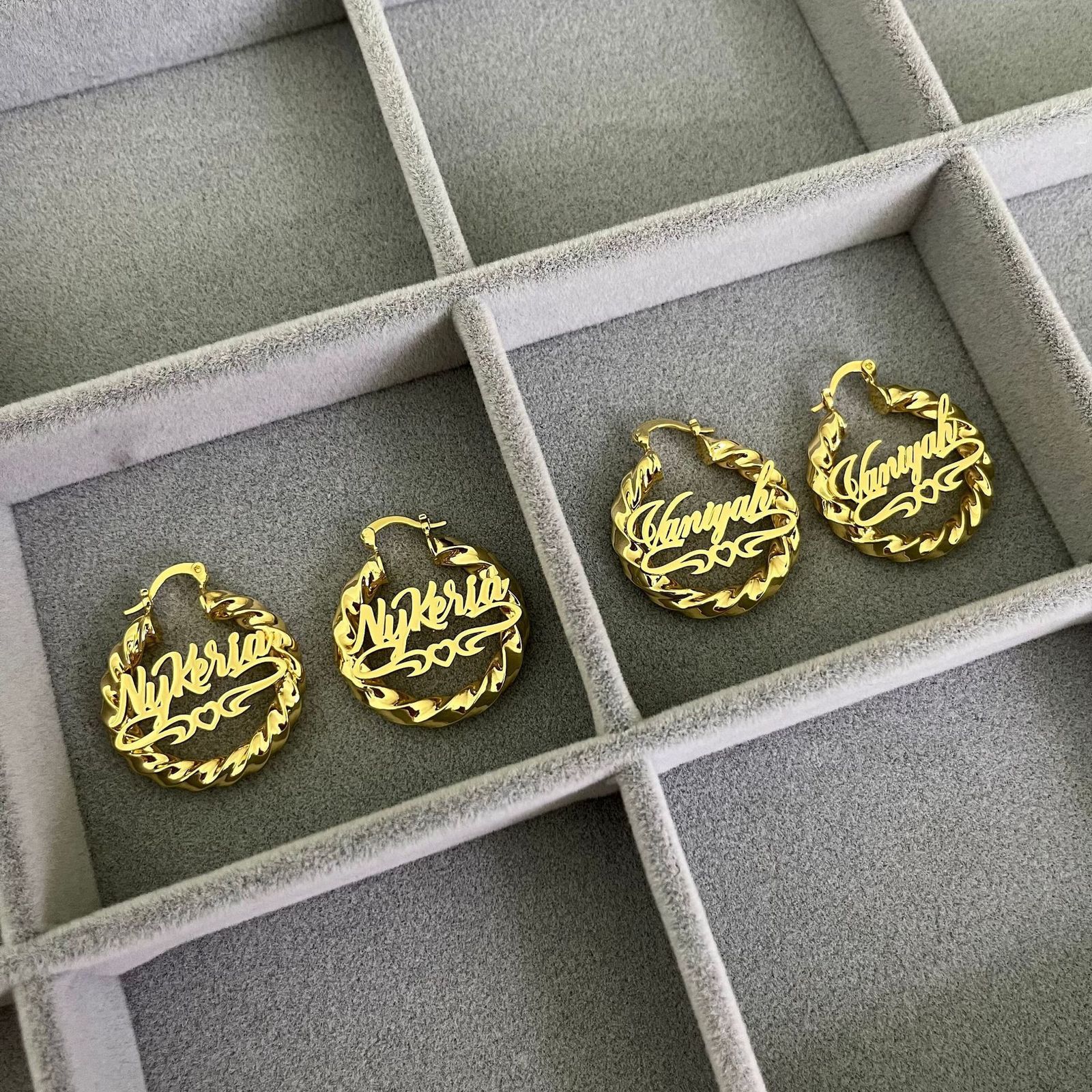 Personalized Stainless Steel Name Coarse Thread Earrings DIY English Letter Mini Childrens Hoop Heart Stud Earrings 241128