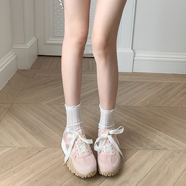 2025 New Winter Thick-Soled Dad Shoes Women's Leather Casual Sneakers Campus Korean Style