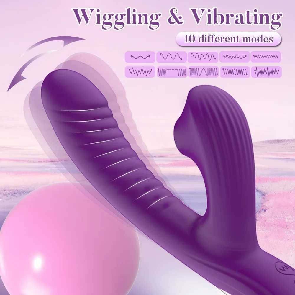 Vagina Sucking Swinging 2-in-1 Vibrator G-Spot Stimulator Dildo Vagina Massager Clitoral Suction Cup Vacuum Adult Sex Toy W250618