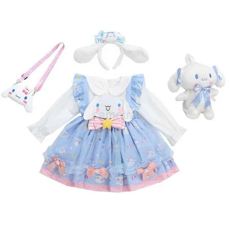 Sanrio Sanrio Anime Cinnamoroll My Melody Girls Cosplay Dress Cartoon Academy Style Pleated Skirt Princess Clothes Girl Birthday Gift XJ250618