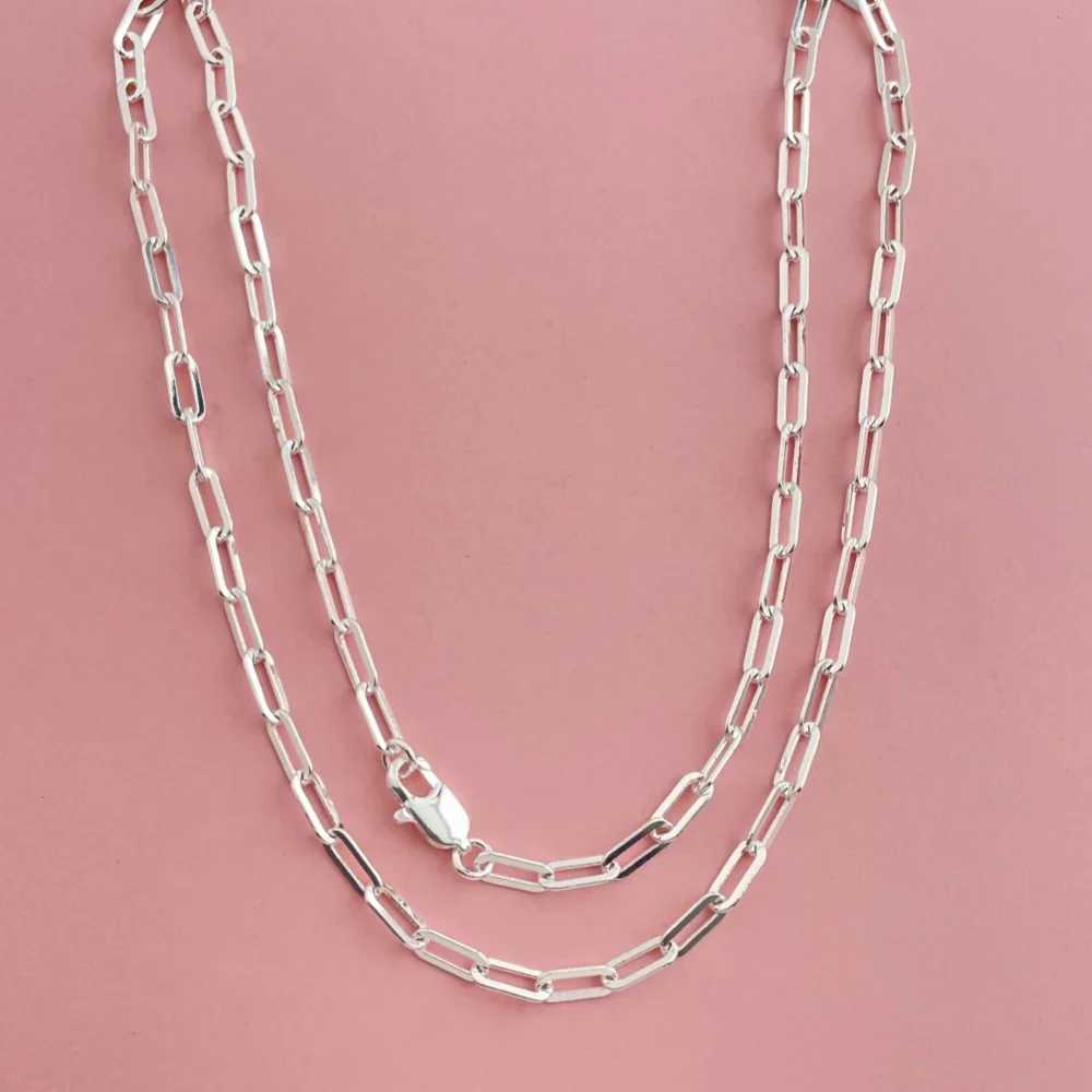 45-60cm Wholesale 925 Sterling Silver 3mm Wide Paper Clip Necklace for Boys Girls Women Fine Jewelry Wedding Party W250618