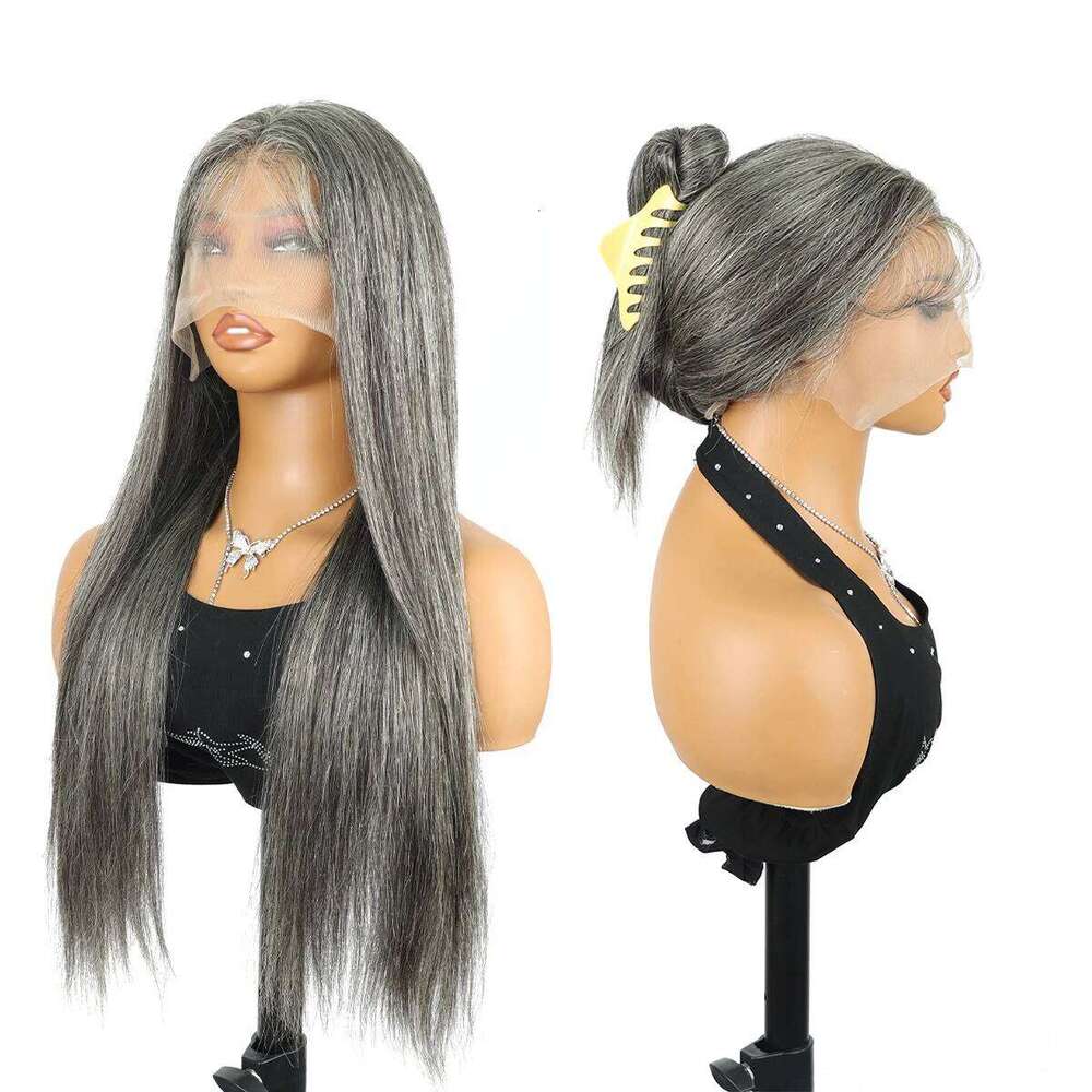 100% Remy Salt And Pepper 13x6 HD Frontal Brazilian 30 32Inch Colored Bone Straight Lace Front Wigs Human Hair Wig