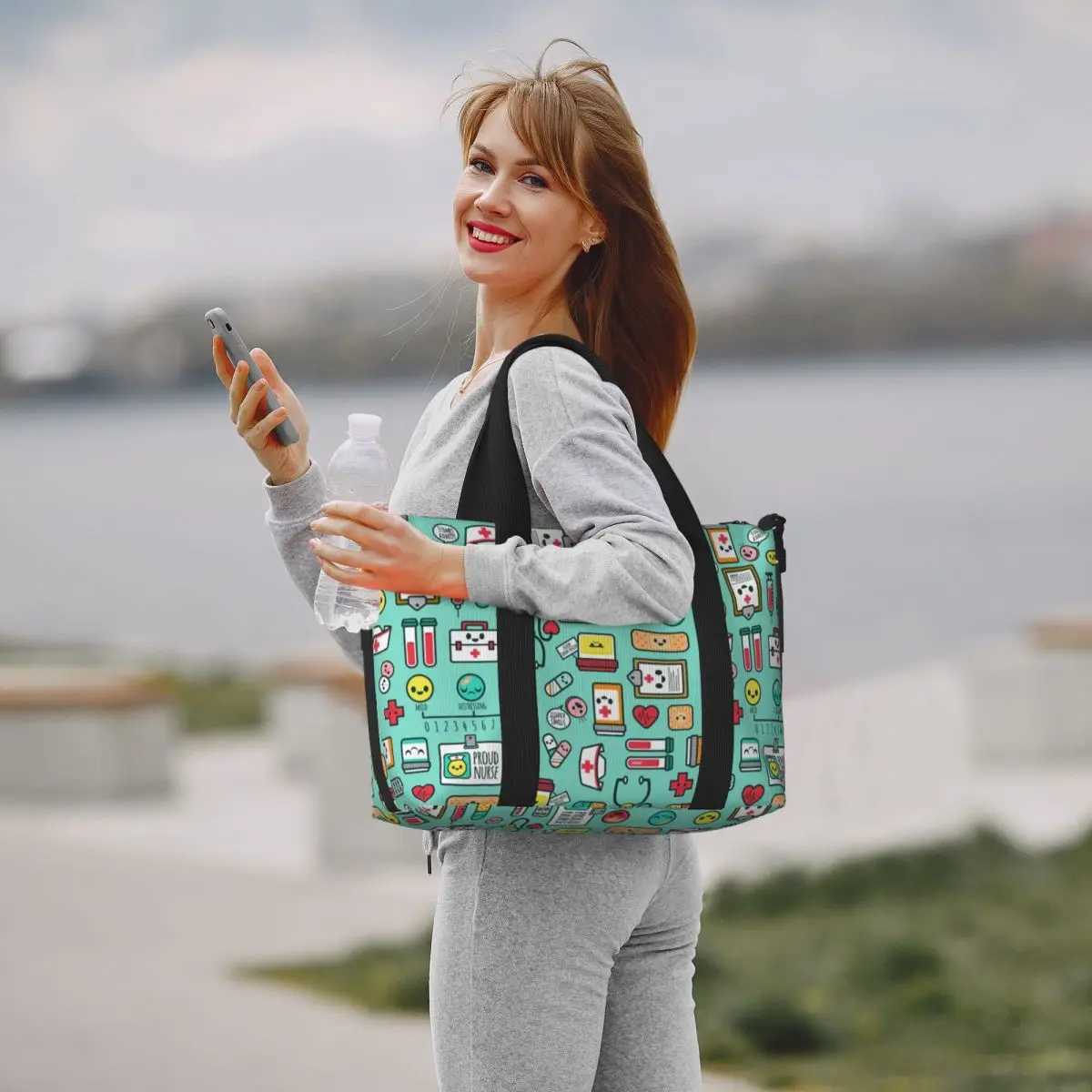 Custom Proud To Be A Nurse Grocery Shopping Tote Bag Women Big Capacity Health Care Nursing Gym Beach Travel Bags W250618
