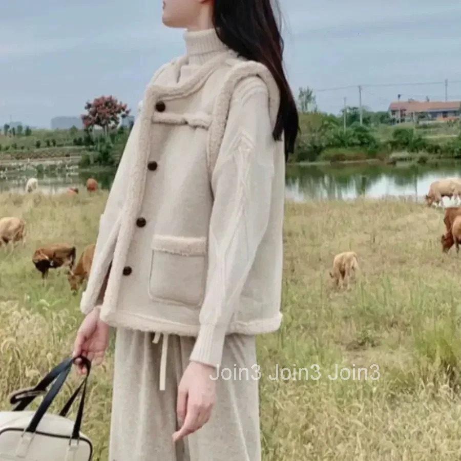 Lady Giletes Lightweight Padded Lamb Plush Solid Color Classic Demi-season Womens Vests Elegant Insulated Cheap Autumn Cold
