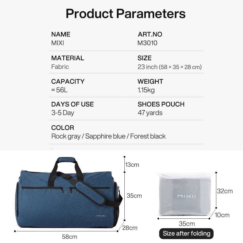Mixi Multifunctional Convertible Garment Duffel Suit Storage Bag With Shoe Pouch Large Capacity Carry On Lage For Travel