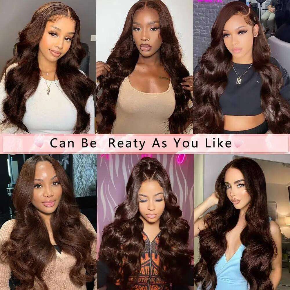 Chocolate Front 13x4 13x6 HD Lace Frontal Pre Plucked Body Wave Brown Human Hair Wig Colored Wigs