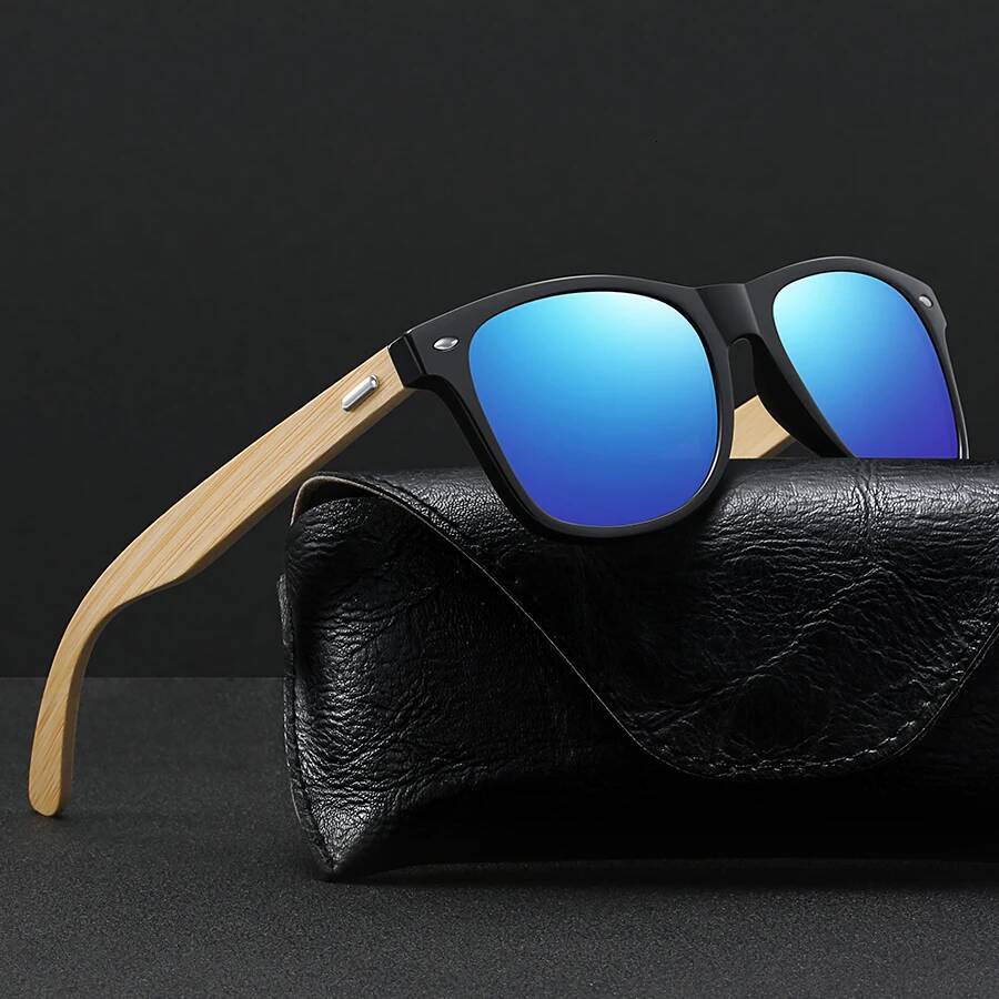 Fashion Bamboo Wood Vintage Square Sunglasses Men Women Brand Designer Sun Glasses Wooden Driving Fishing UV400 Eyewear