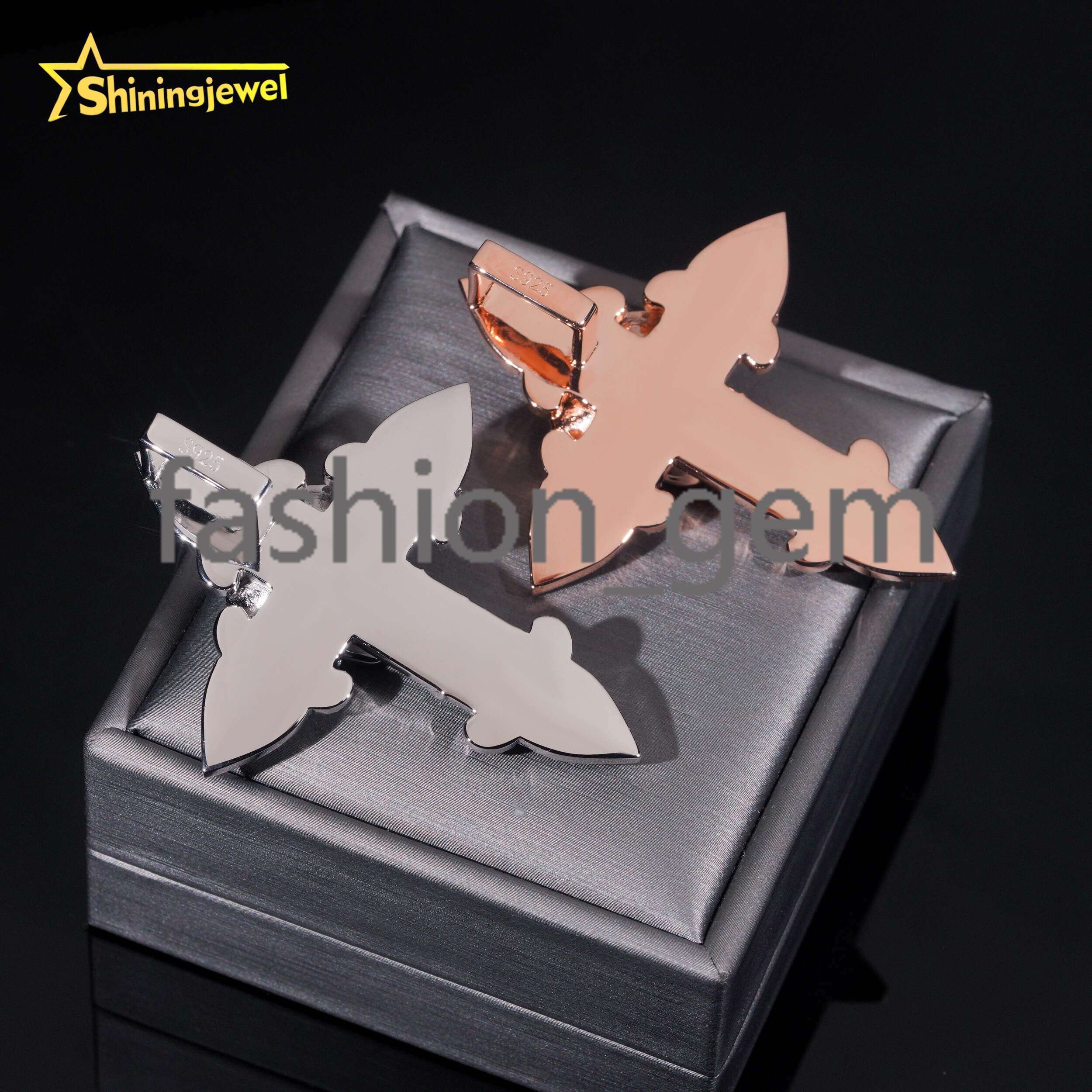 Cross Entangled Rose Moissanite Pendant S925 Gold Plated Moissanite Pass Diamond Test Hip Pendant Custom Pieces