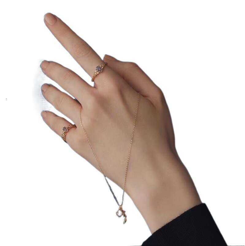 Christmas Limited Edition High Imitation Natural Blue Labradorite Hollow Plated 14K Light Luxury Versatile Simple Ring