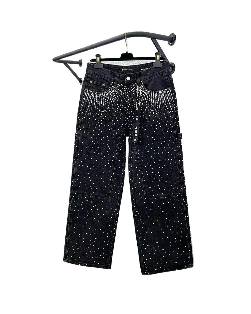Harajuku Hip Hop Streetwear Hip Hop Rhinestone Sequin Jeans Y2K Clothes Mens Womens Baggy Jeans Low Waist Wide Leg Trousers 250617
