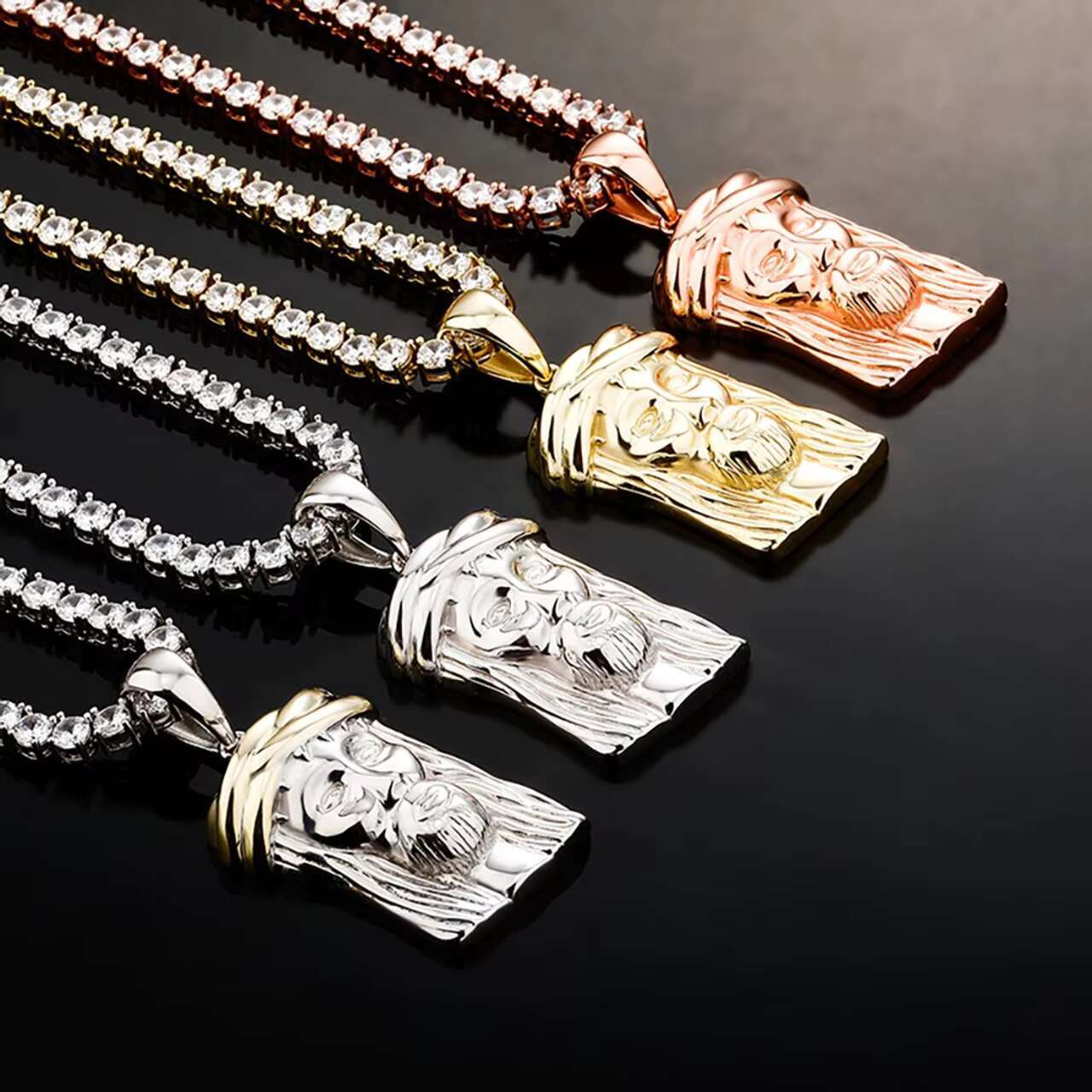 Handmade Custom Solid 925 Sterling Silver Jesus Pendant Necklace Personalized Jewelry with Moissanite Charm