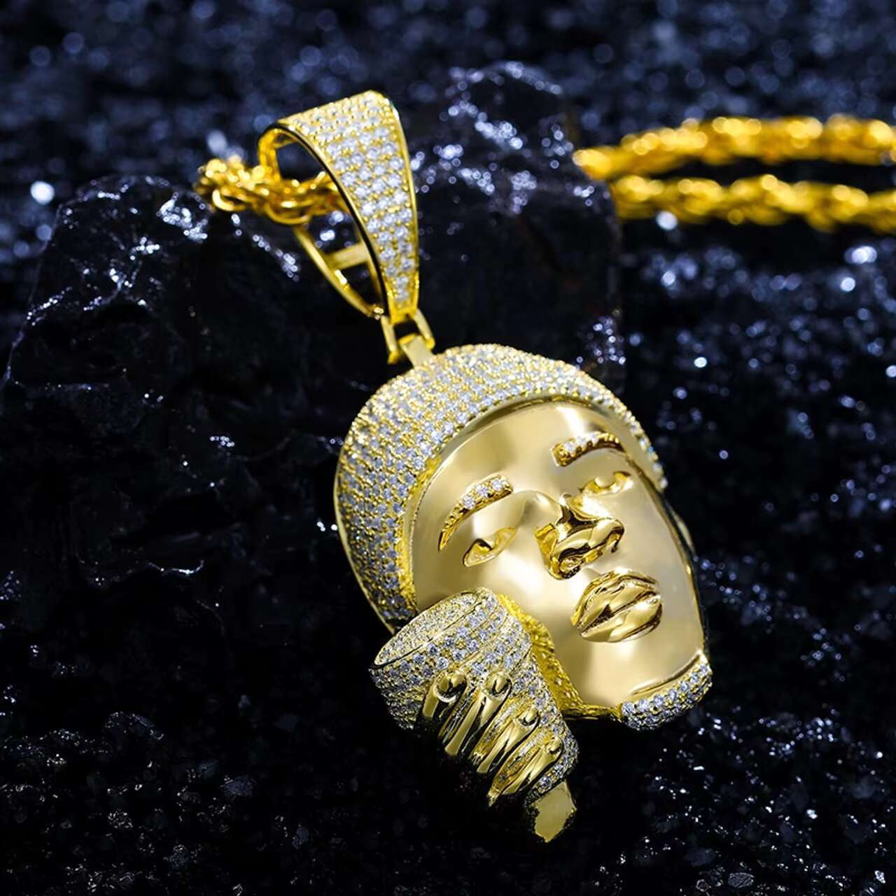 Luxury 925 Sterling Silver VVS Moissanite Diamond Iced out Rappers Head Pendant Necklace with Cup Hip Hop Jewelry