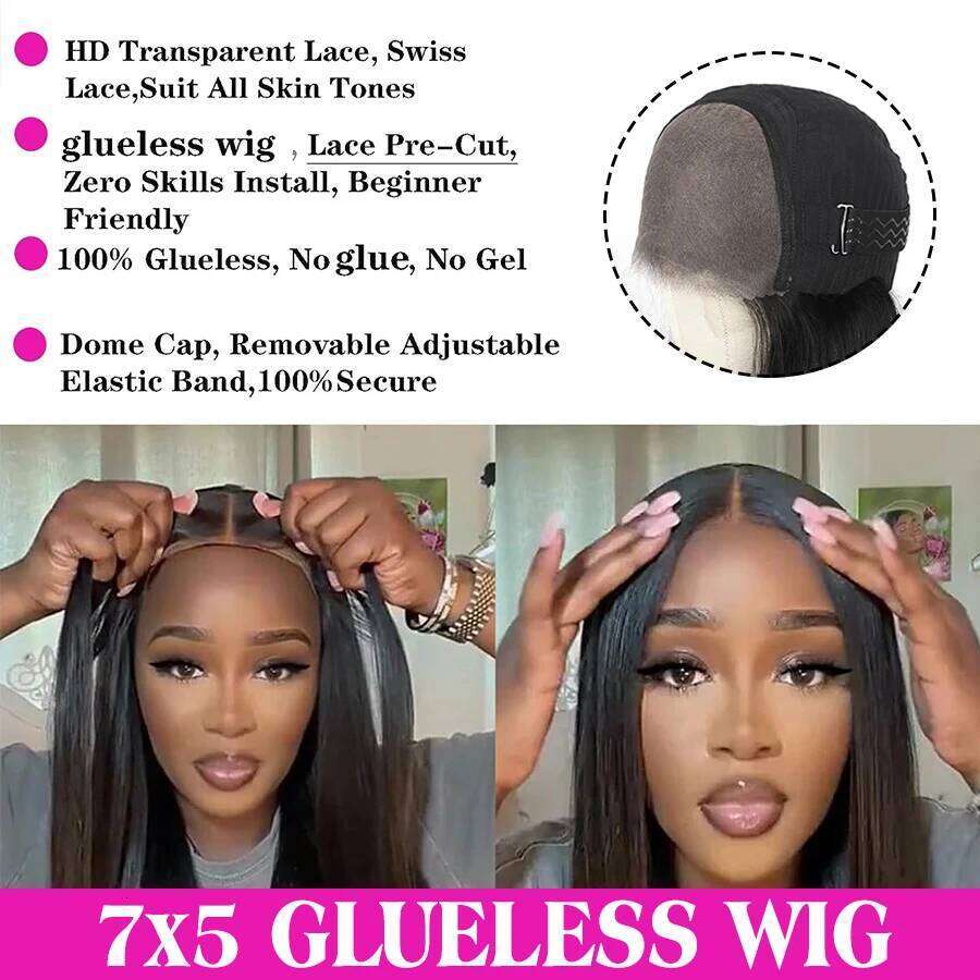Glueless Bone Straight 6x4 9x6 7x5 Closure Wigs For Women Cheap Brazilian 5X5 Lace Wig Human Hair