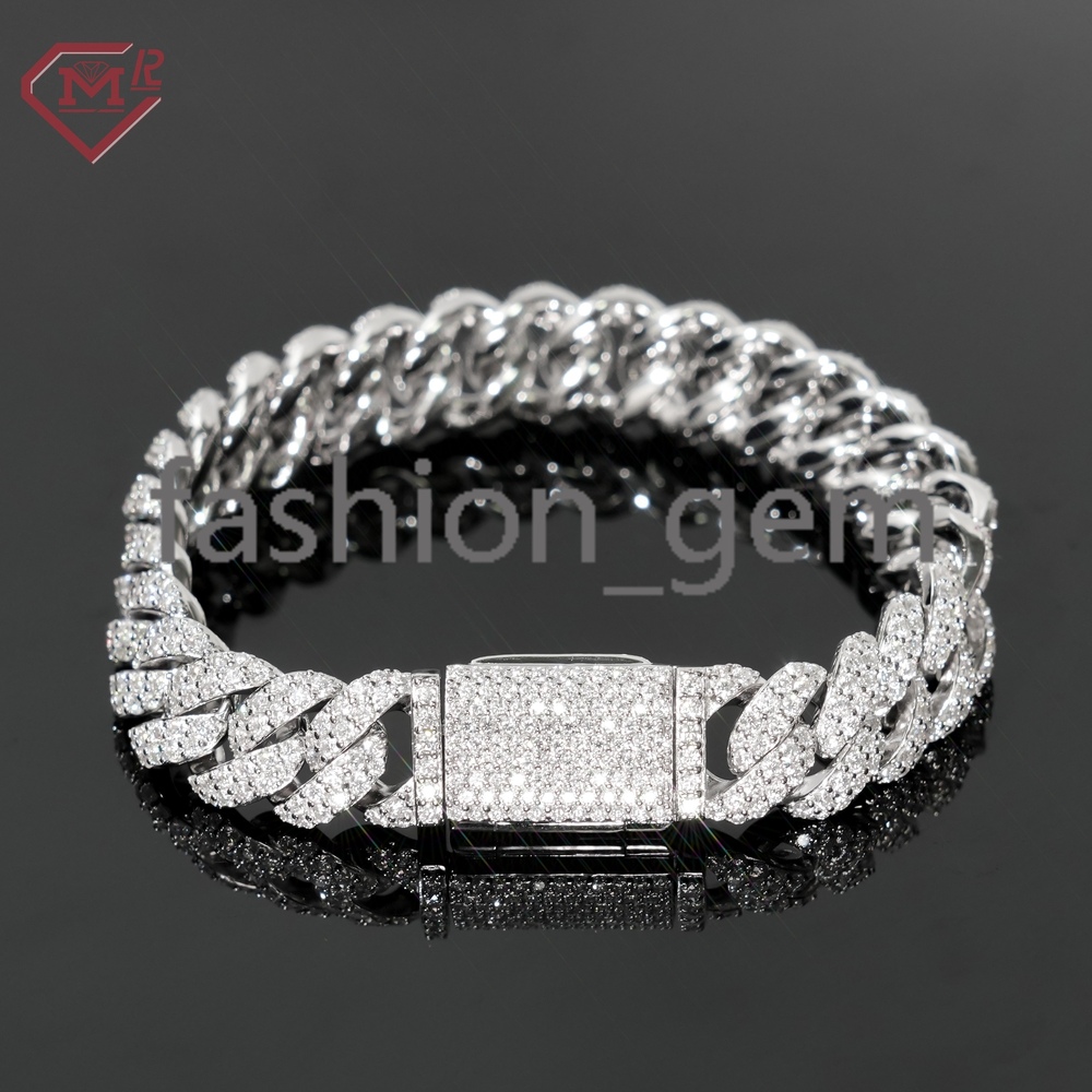 Heavy Cuban Link Chain Bracelet Customized Hiphop Luxury Jewelry Silver 925 Moissanite Cuban Chain