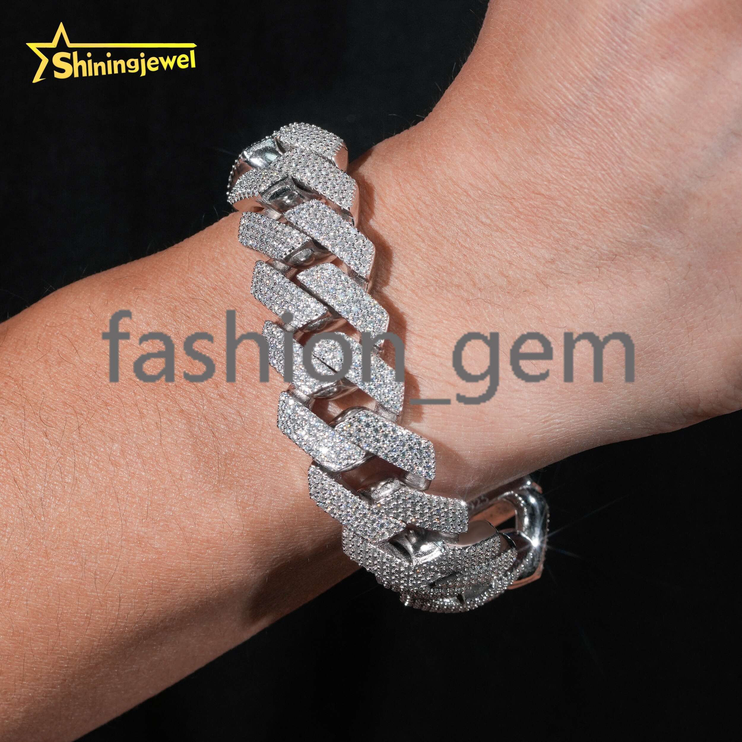 Heavy 20mm Prong Chain 4 Row Moissanite Cuban Bracelet Necklace Custom Hip Hop Diamond Cuban Links Cuban Chain Moissanite