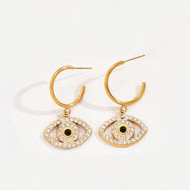 Necklace Set Demon Eye Inlaid Zircon Personality Design Clavicle Chain Versatile Ring Fashion Earrings for Women