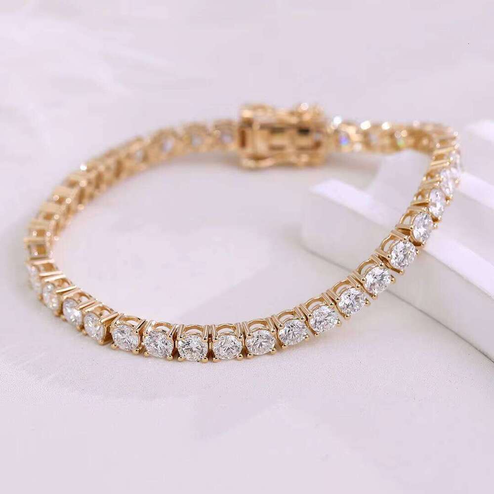 Gold Lab Growth Tennis Bracelet Igi Gia Round Cut Jewelry