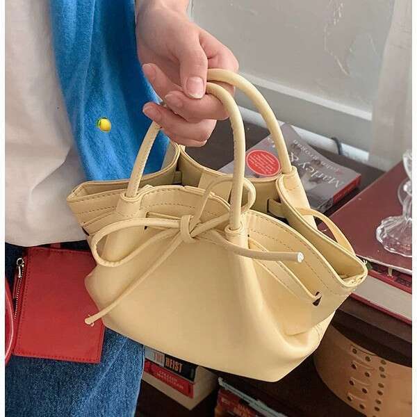 Korean Niche Handheld Basket for Women 2025 Spring Summer New Fashion Trendy Bucket New with Bowknot Crossbody Bag