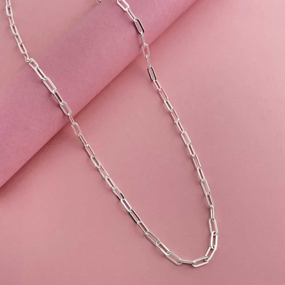 45-60cm Wholesale 925 Sterling Silver 3mm Wide Paper Clip Necklace for Boys Girls Women Fine Jewelry Wedding Party W250618