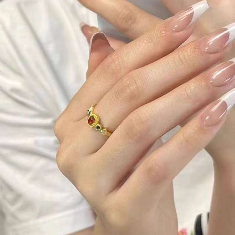 Hot Selling Chinese Style Small Palace Sparrow Color Ring Elegant Light Luxury Niche Adjustable Gift High-end Version