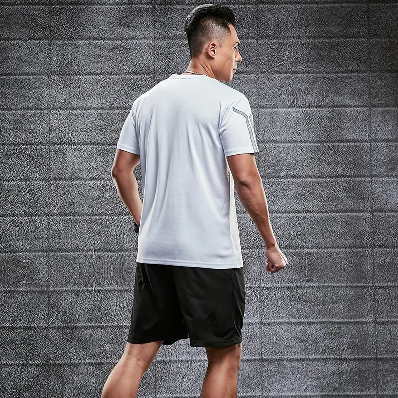 Fitness Clothes Mens Ice Silk Quick Drying Sportswear Set Summer Short Sleeved T-shirt Morning Running Training Room 250617