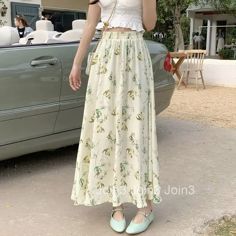 Midi Cute Long Skirts for Woman Chiffon Maxi Floral Womens Skirt Cheap A Line Chic and Elegant Kawaii Trend Casual Y2k Clothes