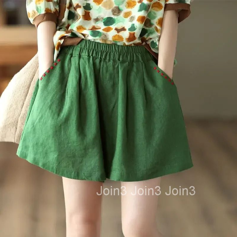 High Waist Cotton Shorts for Women Elastic Loose Woman Short Pants Baggy Embroidery Outfits Classic Jorts Streetwear Flowy Cheap