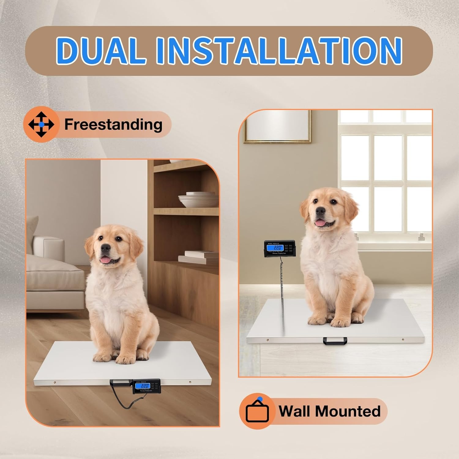 Digital Veterinary Scale Large Platform Livestock Animal Scale with Power Adapter for Pets Cattle Dogs Cats Vet Clinic Farm Use
