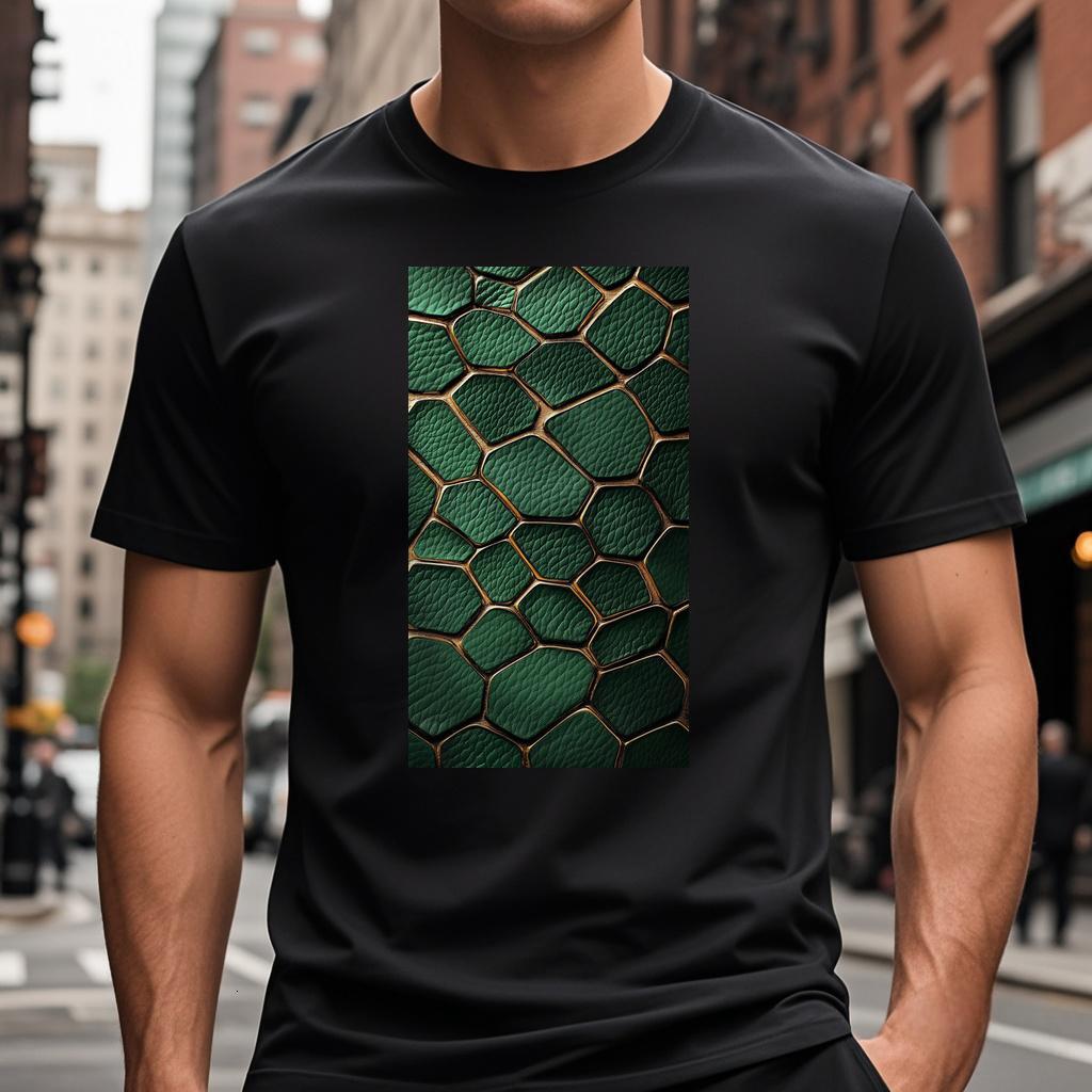 Ddmytiger T Shirt With A Green And Gold Pattern On The Front Round Collar S XL Jogging Suit