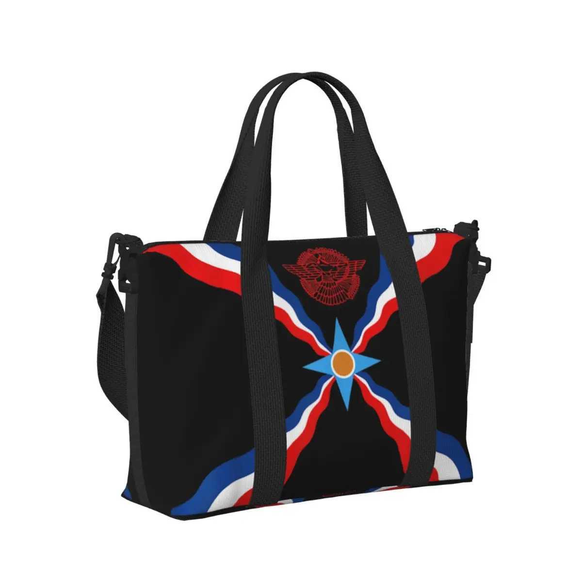 Custom Large Syriac Suryoyo Flag Tote Bag for Women Aramean Assyria Shoulder Shopping Gym Beach Travel Bag W250618