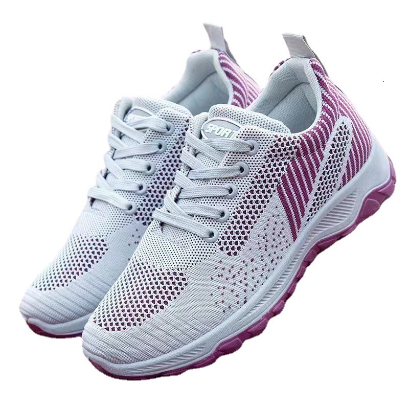 New Spring and Autumn Flyknit Unisex Couple Sports Fashion Versatile Running Mesh Breathable Casual Walking Shoes ddmythur