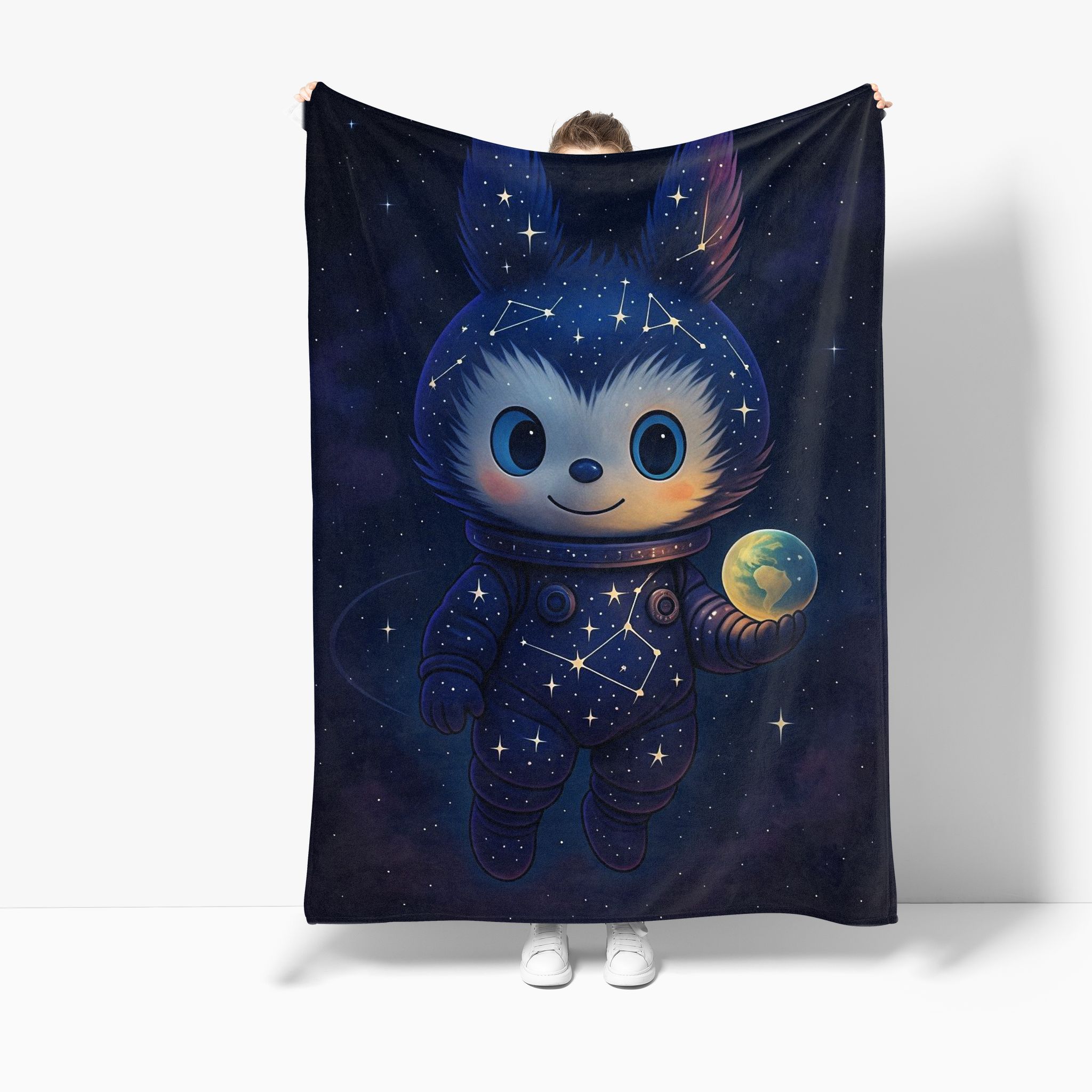 VIKAMA Star Rabbit Astronaut Cover Blanket Bedroom Living Room Sofa Camping Essential Cartoon Cute Portable Travel Blanket