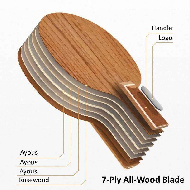 Professional Ping Pong Paddle 7-Ply Rosewood Blade Board for Advanced Player Table Tennis Racket Bottom Plate